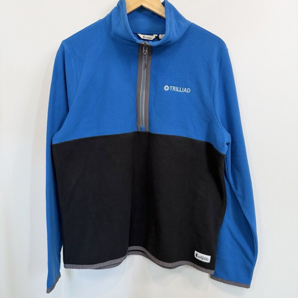 NEW Cotopaxi Fleece Pullover Womens Large Blue Black Amado 1/2 Zip Trilliad Logo